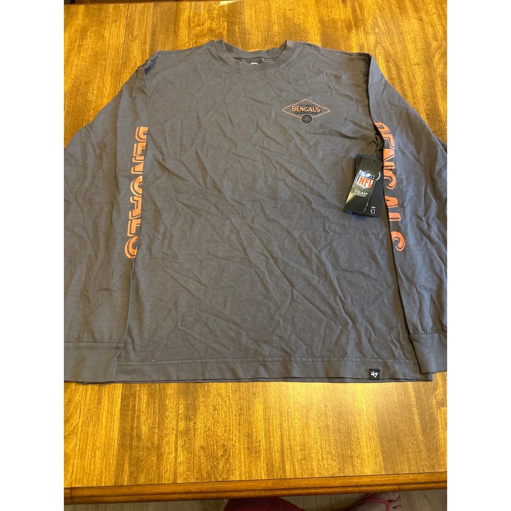 47 Brand Cincinnati Bengals Shirt Men M Gray Long Sleeve NFL Graphic Tee 40044